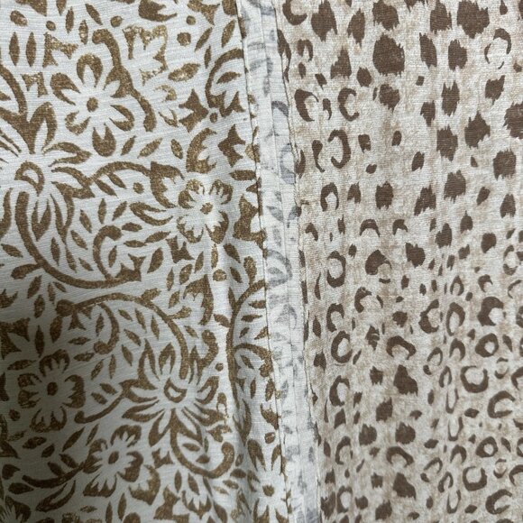 Anthropologie Pilcro Shirt Medium Short Sleeve Beige Leopard Floral Boho Mobwife - Picture 6 of 10